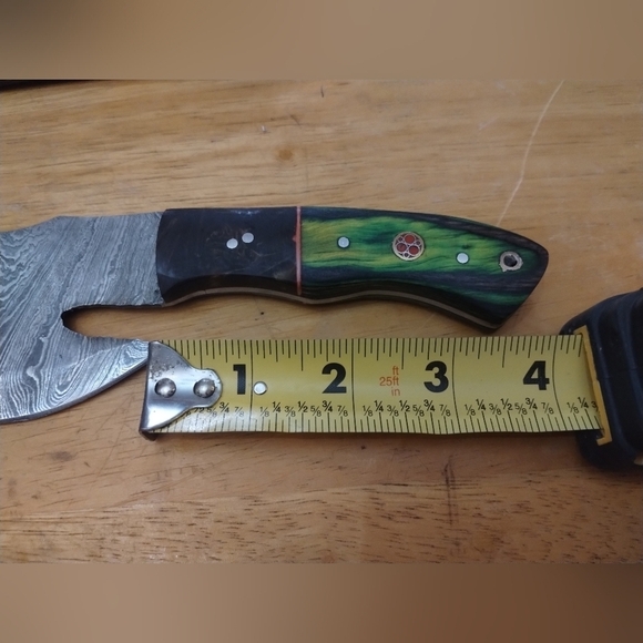 New Damascus steel blade men's hunting tactical survival knife axe mini hatchet - Picture 9 of 9